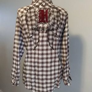 HARLEY DAVIDSON BUTTON DOWN SHIRT PLAID SIZE LARGE